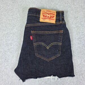 Levi's 505 Denim Shorts Women's Size 30 Black Dark Wash Raw‎ Hem Summer Shorts